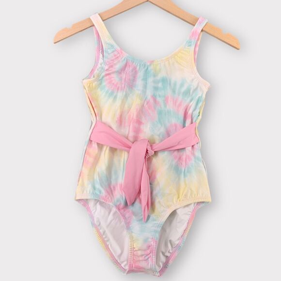 PQ Swim Kids' Girl's Size 12 Rainbow Tie Dye One-piece Swimsuit Pastel NWT $82